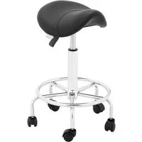 Physa Drehstuhl Sattelhocker Rollhocker Mit Lehne Drehhocker Arbeitshocker Schwarz, Schwarz