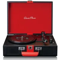 Lenco TT-110BKRD Plattenspieler (Riemenantrieb, Bluetooth, Retro-Design, Bluetooth, AUX-Streaming und Vinyl zu MP3-Formatierung)
