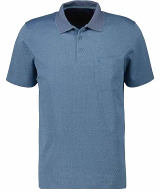 RAGMAN - Softknit-Polo fishnet blau - Gr. - L