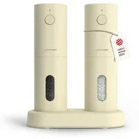 LARS NYSØM Gewürzmühle Spænding praktische Einhandbedienung per Drucktaste, (2 Stück), elektrische Salz- & Pfeffermühle mit eingebautem LED-Licht