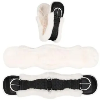 Equinate Westerngurt Classical anatomisch mit synthetischem Lammfell naturfarben 70 cm