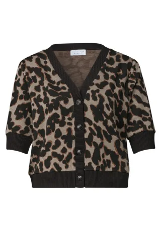 Street One - Jacquard-Jacke Animal-Print schwarz - Gr. - 34