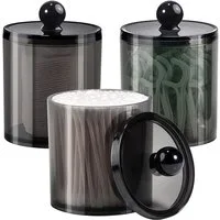 FOUORTUNATE-BEE Wattestäbchenspender Kosmetik-Organizer mit 3 Wattestäbchen-Boxen, transparent schwarz, (3-tlg), Praktische Aufbewahrungsbox für Kosmetik und Badzubehör