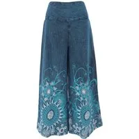 Guru-Shop Relaxhose Palazzohose, Boho Flower Power Baumwollhose,.. alternative Bekleidung
