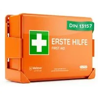 FLEXEO Erste-Hilfe-Koffer DIN 13157, (1 St), Betriebsverbandkasten inkl. Wandhalterung, orange