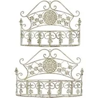 Moritz Blumentopf Wandkörbe Pflanzkörbe 2er Set grau weiß, Pflanzkorb Landhausstil Shabby Blumentopfhalter Gartendeko