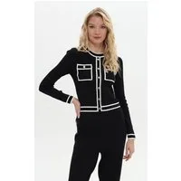 Passioni Strickpullover Cropped mit Kontraststreifen