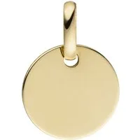 Schmuck Krone Kettenanhänger Anhänger Gravurplatte Kreis, 333 Gelbgold, Gold 333