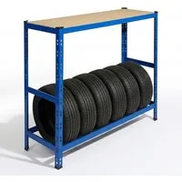 relaxdays Schwerlastregal Reifenregal mit Ablage, blau, 6 Reifen