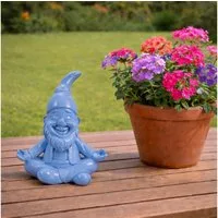Online-Fuchs Gartenfigur für draußen - Lustiger Gartenzwerg in Yoga-Position - Deko Figuren, (wetterfest, moderne knallige Farben), Geschenkidee für Frühling, Sommer und Herbst - 16 cm groß