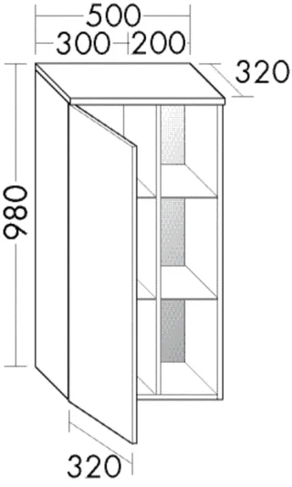 Burgbad Halbhoher Schrank Orell Lack Hochglanz 980x500x325 Steingrau Hochglanz, UHUA050RF6529 UHUA050RF6529