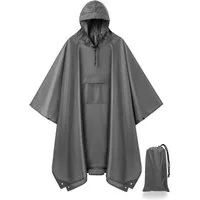 MOPUEA Regenmantel Regenponcho Regenjacke Wasserdicht Größe Regenponcho160×210 cm (Leicht, Faltbar) 3-in-1 Outdoor Poncho mit Kapuze und Tasche