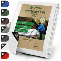 Covello Schutzplane 90g/m² weiß, Abdeckplane mit Ösen wasserdicht, Plane UV-stabilisiert in vielen verschiedenen Farben & Größen