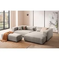 LeGer Home by Lena Gercke Ecksofa PIARA XXL Cord, L-Form, Schlaffunktion, Hocker stellbar zum Schlafsofa (Krokodilverbinder), tiefe Sitzfläche