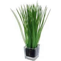 Kunstgras Gras, GRASBUSCH mit WURZELBALLEN ca. 23cm. Im GLAS ca 5x5cm., Gasper