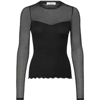 rosemunde Langarmshirt Bernadine Shirt Spitzeneinsatz an Brust und Ärmeln, feminin, bequem, reine Baumwolle