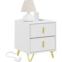 SoBuy Nachttisch FBT115, Sofatisch Couchtisch Wohnzimmertisch, (1-St), Nachtschrank mit 2 Schubladen, Beistelltisch, Nachtkommode