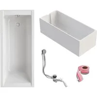 OTTOFOND Einbauwanne Körperformwanne, (Set, 4-tlg), 160x75 cm, mit Wannenträger, Ablaufgarnitur und Fugendichtband