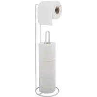 MSV Toiletten-Ersatzrollenhalter AMY, Stahl, kombinierter Toilettenpapierhalter und Ersatzrollenhalter - für bis zu 3 Ersatzrollen, edle matt-Optik, weiß