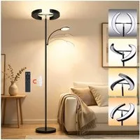Lujasi LED Stehlampe 36W Stehlampe Wohnzimmer, Modern Deckenfluter mit Fernbedienung, Schwarz Stehleuchte, LED fest integriert, Kaltweiß/natürliches Licht/Warmweiß, 28W mit 8W Leselampe 4 Lichtfarben für Wohnzimmer, Schlafzimmer, Büro