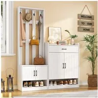 Odikalo Schuhschrank Kombischrank Flurgarderobe Schuhschrank Flur Trockenständer Weiss