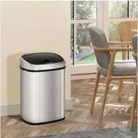 HOMCOM Mülleimer Sensor 48L Bewegungssensor, wasserdicht, für Büro, Schlafzimmer, Automatik Mülleimer Abfalleimer mit Infrarotsensor Küche Silber