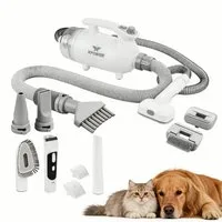 XPOWER Hundeschermaschine B-117 Haushalts Haustier Trimmer Anti-Sheddin Haustier Staubsauger Set, Professionelles Haustier-Grooming-Set, All-in-One-Tierpflege-Set,Verstellbare Drehzahl, 2-Gang-Heizmodus