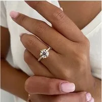 ROUGEMONT Silberring Funkelnder Moissanit Damen Ring Verlobungsring -Hochglanz Finish