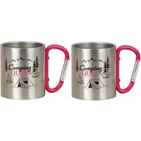 Geschenkestadl Becher 2 Metallbecher mit Karabiner, Camping, Wanderbecher mehrere Designs, Karabinerhaken Karabinergriff