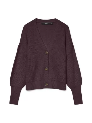 VERO MODA - VMLEA LS V-NECK CUFF CARDIGAN NOOS Winetasting - Gr. - L