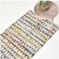 Homescapes Teppich Bunter handgewebter Chindi-Teppich aus Baumwolle, 66 x 200 cm, Höhe: 20 mm