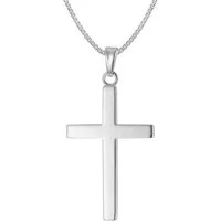 trendor Kreuzkette 41228, für Herren mit Kreuz-Anhänger 28 mm Silber 925