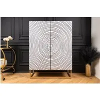riess-ambiente Highboard ZEN CIRCLES 120cm weiß / schwarz / gold (Einzelartikel, 1 St), Massivholz · Metall · Anrichte · Kommode · 3D-Front · Modern Design