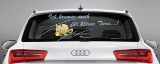 lustiger Aufkleber "Ich bremse auch für kleine Tiere"