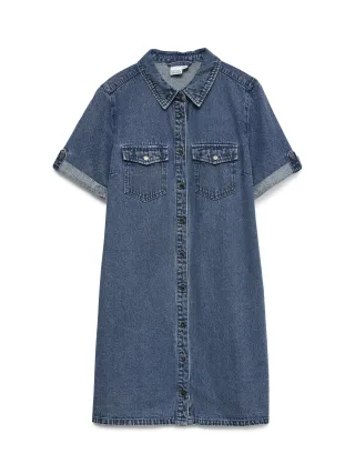 VERO MODA - VMJENNIE SS SHORT DENIM DRESS GA NOOS Medium Blue Denim - Gr. - XS