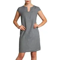Caspar Sommerkleid Caspar SKL036 Damen Sommer Leinenkleid mit ausgefallenem Ausschnitt Luftig leicht, figurumspielende Form, mit seitlichem Jersey-Einsatz