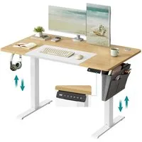 SONGMICS Schreibtisch Höhenverstellbarer elektrisch, USB-C-Anschluss (mit Stoff- Organizer), stufenlos verstellbar, Memory-Funktion mit 4 Höhen, 120/140/160/180 cm