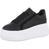 Ital-Design Damen Low-Top Freizeit Sneaker (88460296) Keilabsatz/Wedge Sneakers Low in Schwarz