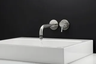 Herzbach deep ix Waschtisch Wandarmatur 80 gebogener Auslauf 160, Edelstahl matt gebürstet, 28.20375 28.203756.1.09