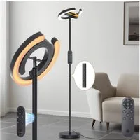 MUPOO Deckenfluter Stehlampe Wohnzimmer Moderne LED Stehlampe Dimmbar 36W, mit Stecker, 312° Drehbaren Ringlichtern für Wohnzimmer,Schlafzimmer,Büro,Hotel