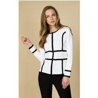 Passioni Cardigan mit grafischen Kontraststreifen Colourblock
