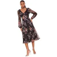 LIPSY Midikleid Lipsy Premium Maxikleid mit Meshärmeln und Print (1-tlg)