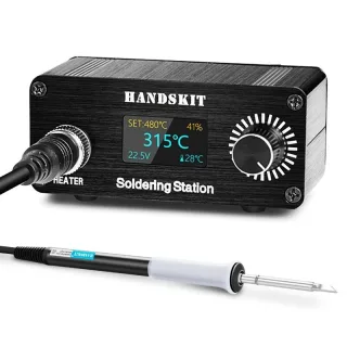 HANDSKIT T12 Mini Soldering Station 72W Digital Soldering Iron Kit AC 100-240V DC 12-24V 180-480C OLED Display Portable
