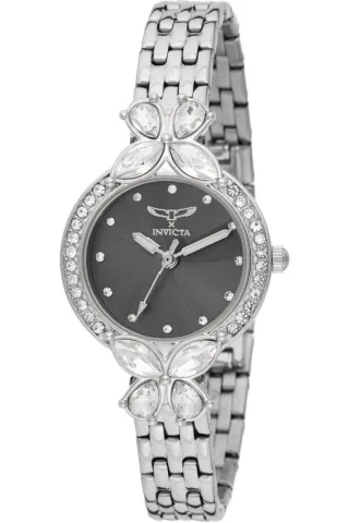 Invicta Wildflower 69102 Damenuhr - Quarzwerk - Metall mit schwarzem Zifferblatt - 30 mm