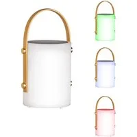 FISCHER & HONSEL LED Solarleuchte, LED-Leuchtmittel fest verbaut, Warmweiß, Farbwechsel, Außen Tischlampe Solarleuchte dimmbar Fernbedienung RGB LED H 24 cm