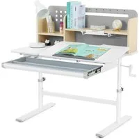 JOYLDIAS Kinderschreibtisch Höhenverstellbar Studiertisch für Kinder (1-St), mit Bücherregale Schubladen und Haken,100 x 60 x 55-75 cm