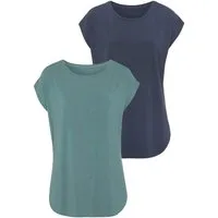 LASCANA Longshirt mit stark gerundetem Saum (2er-Pack) Sommertop aus luftigem Viskose-Stretch