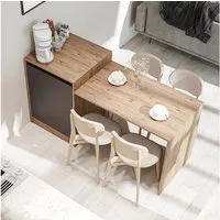Roomart Küchentisch MILANO Kücheninsel 160 cm, Esstisch + Schrank in 4 Farben (Kücheninsel mit Esstisch, Küchentisch & Küchenschrank), Esstisch + Schrank kombiniert, fest stehend in 4 Farben