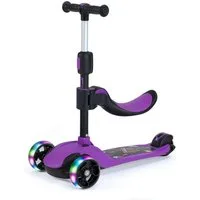 OUNUO Dreiradscooter Kinderroller mit Klappsitz, höhenverstellbar, mit LED, für 2 Jahre ab