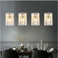 GLOBO LIGHTING Pendelleuchte, Leuchtmittel nicht inklusive, Pendellampe Esstischleuchte Metall Glasstäbe gold 4 Flammig H 140 cm
